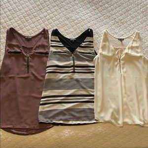BUNDLE - 3 Express tank tops with gold half zip